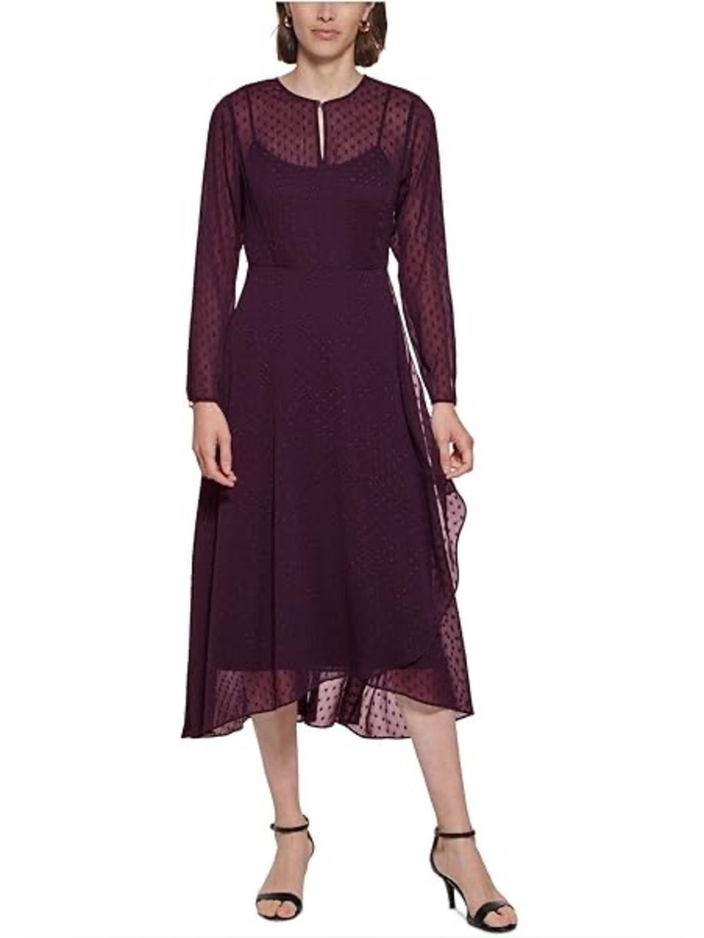 NWT Tommy Hilfiger Long Sleeve Midi Dress in Aubergine size 8